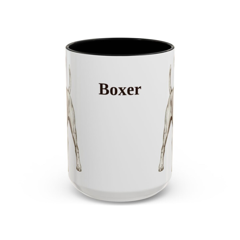 15oz Boxer Mug, Black, front view
