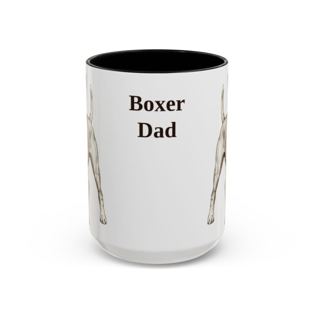 15oz Boxer Dog Dad Mug, Black, front view