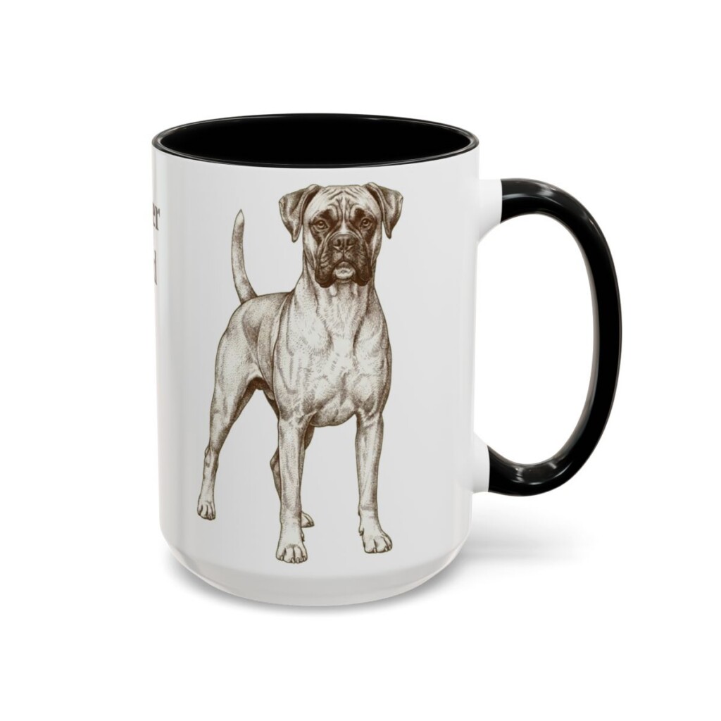 15oz Boxer Dog Dad Mug, Black, right side view