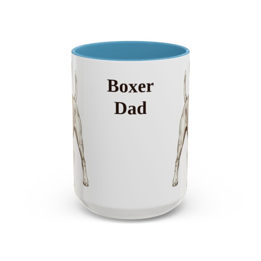 15oz Boxer Dog Dad Mug, Light Blue, front view