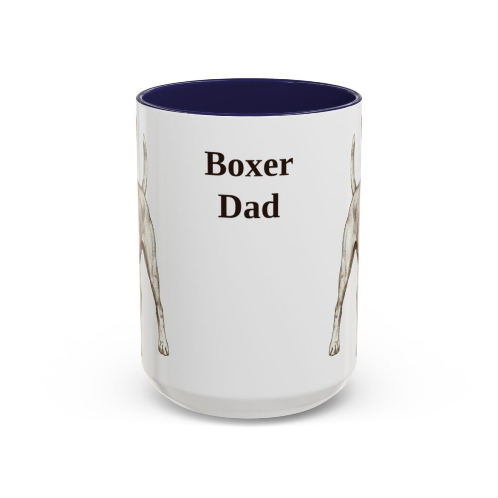 15oz Boxer Dog Dad Mug, Navy, front view