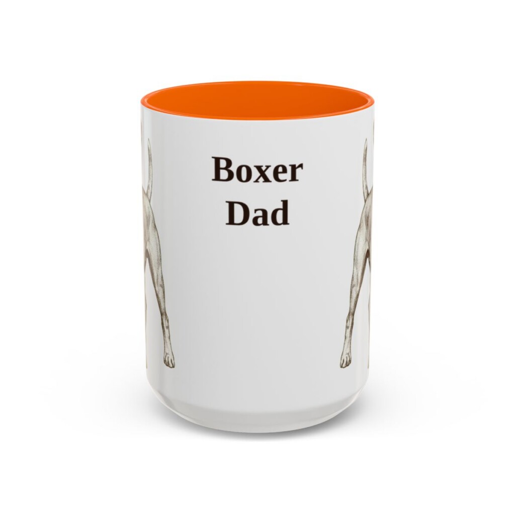 15oz Boxer Dog Dad Mug, Orange, front view