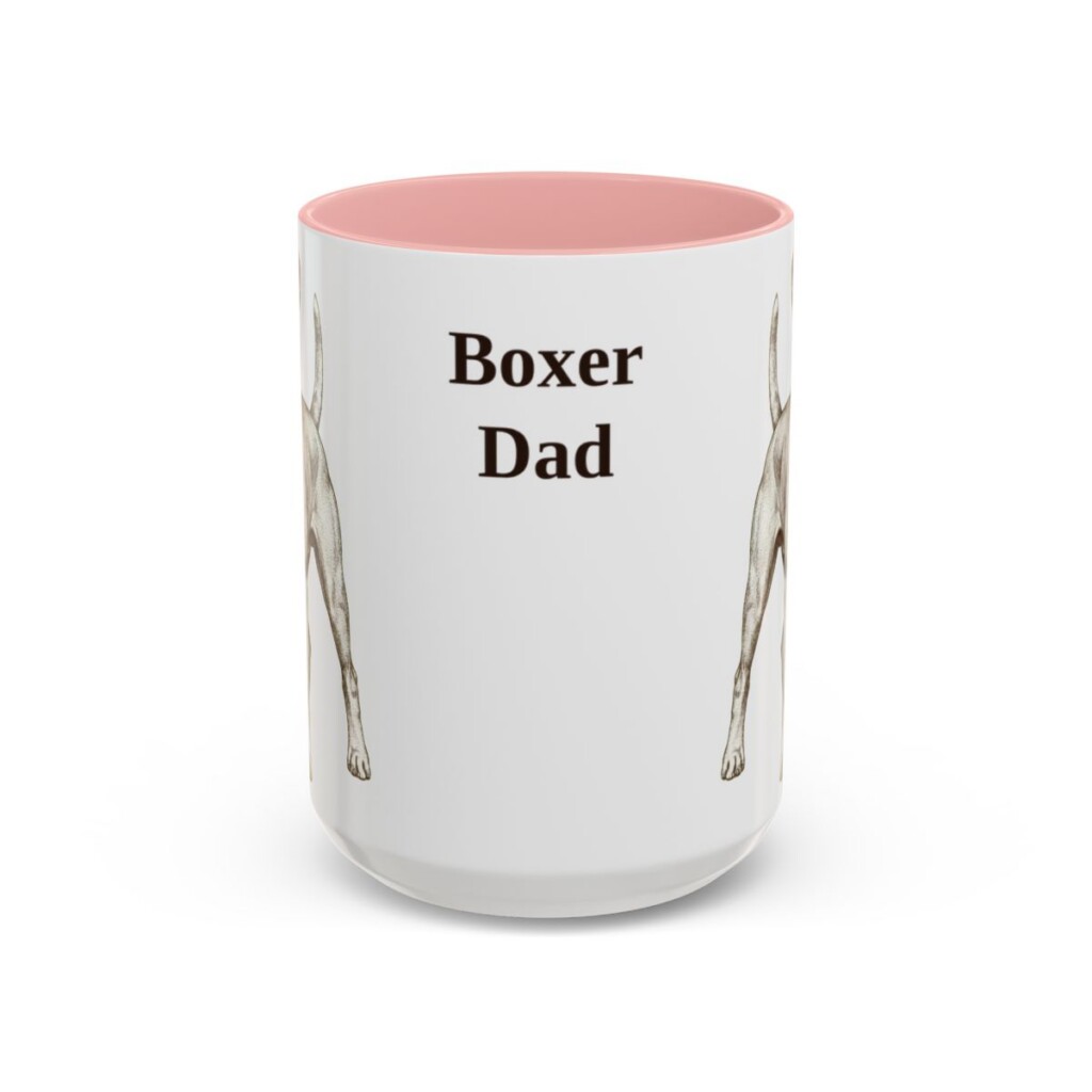 15oz Boxer Dog Dad Mug, Pink, front view