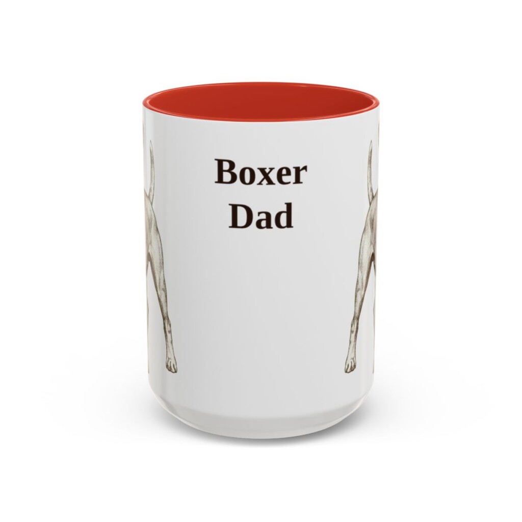 15oz Boxer Dog Dad Mug, Red, front view