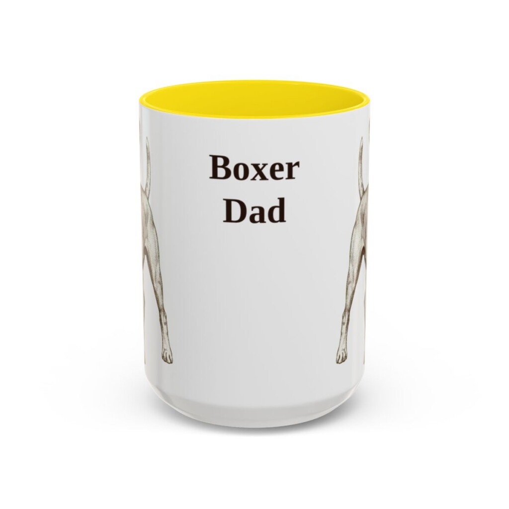 15oz Boxer Dog Dad Mug, Yellow, front view