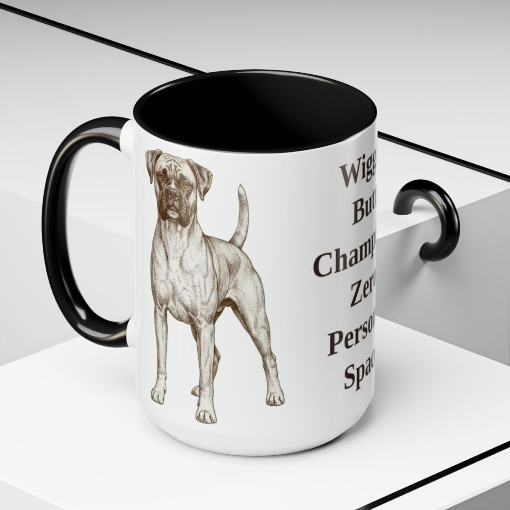 15oz Funny Boxer Mug, Black, lifestyle photo