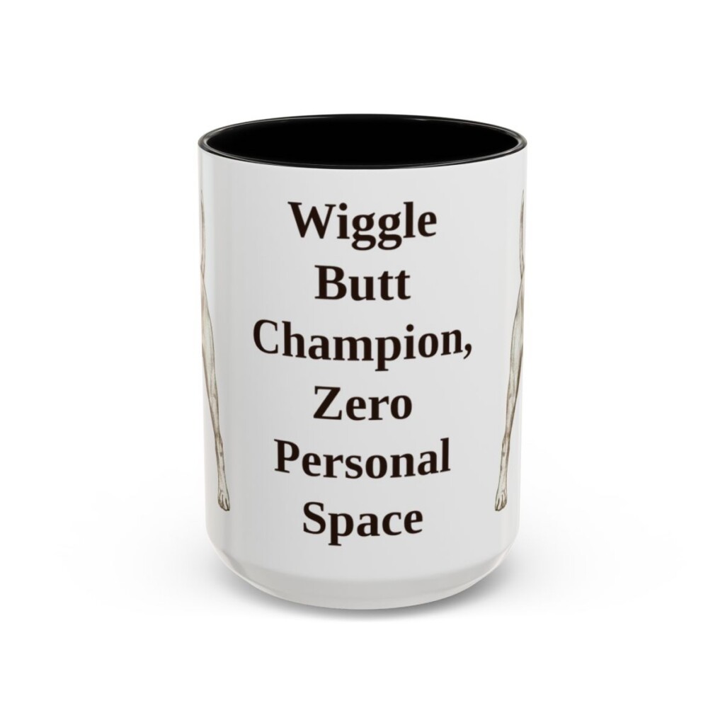 15oz Funny Boxer Mug, Black, front view
