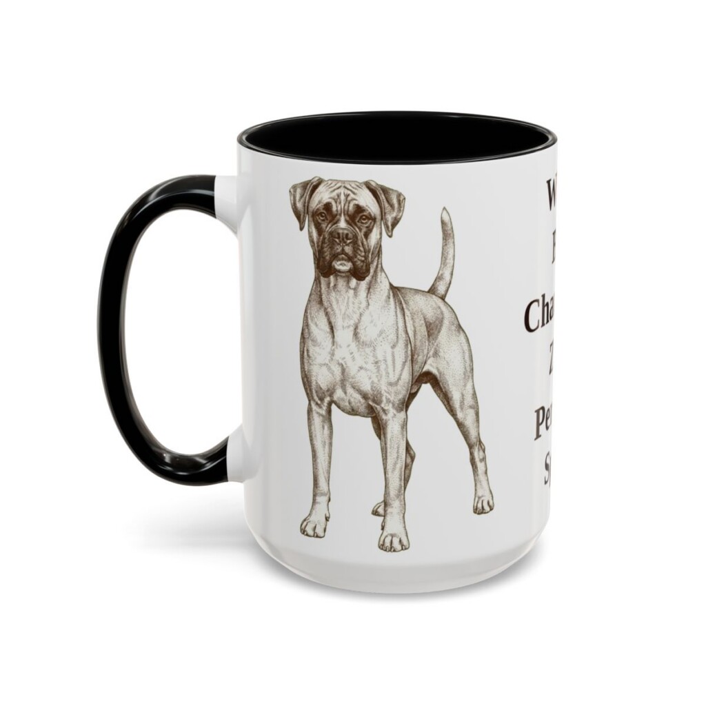 15oz Funny Boxer Mug, Black, left side view