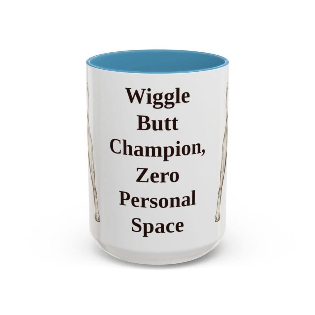 15oz Funny Boxer Mug, Light Blue, front view
