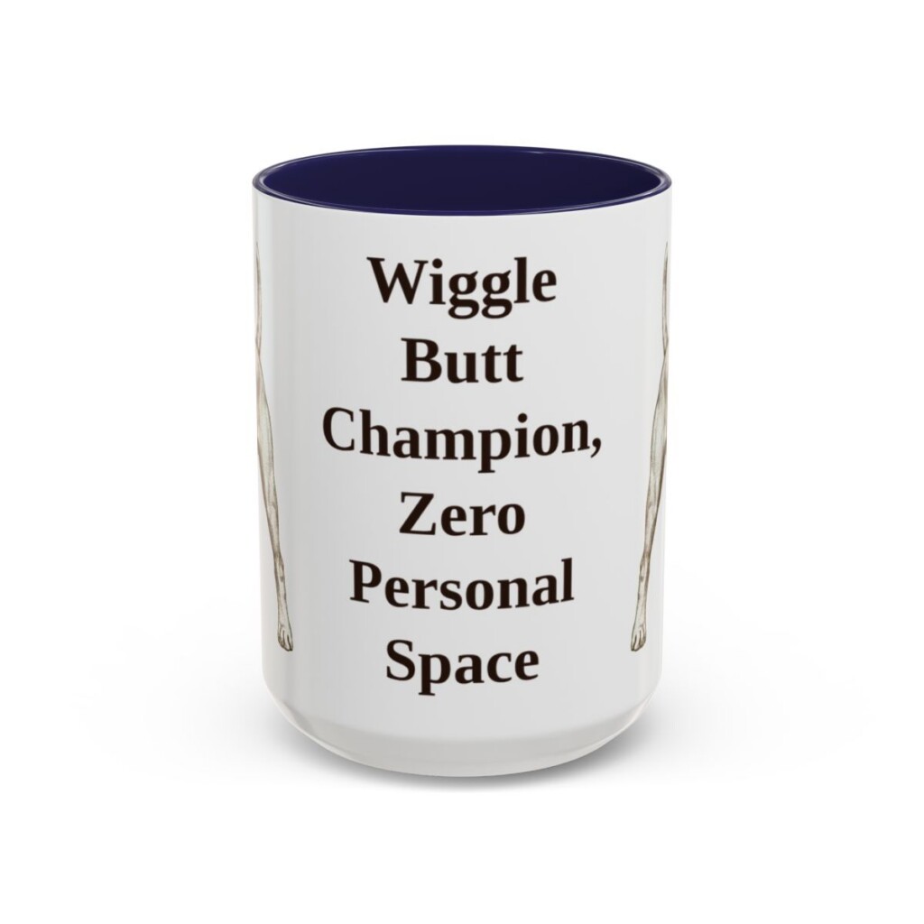 15oz Funny Boxer Mug, Navy, front view