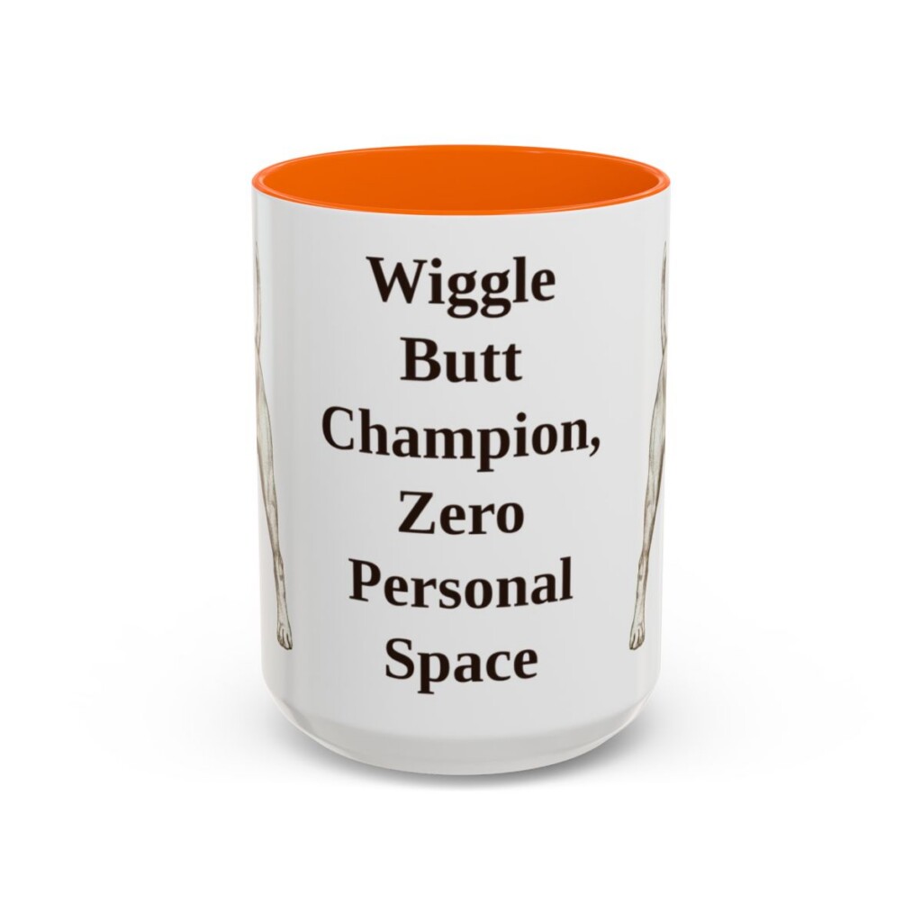 15oz Funny Boxer Mug, Orange, front view