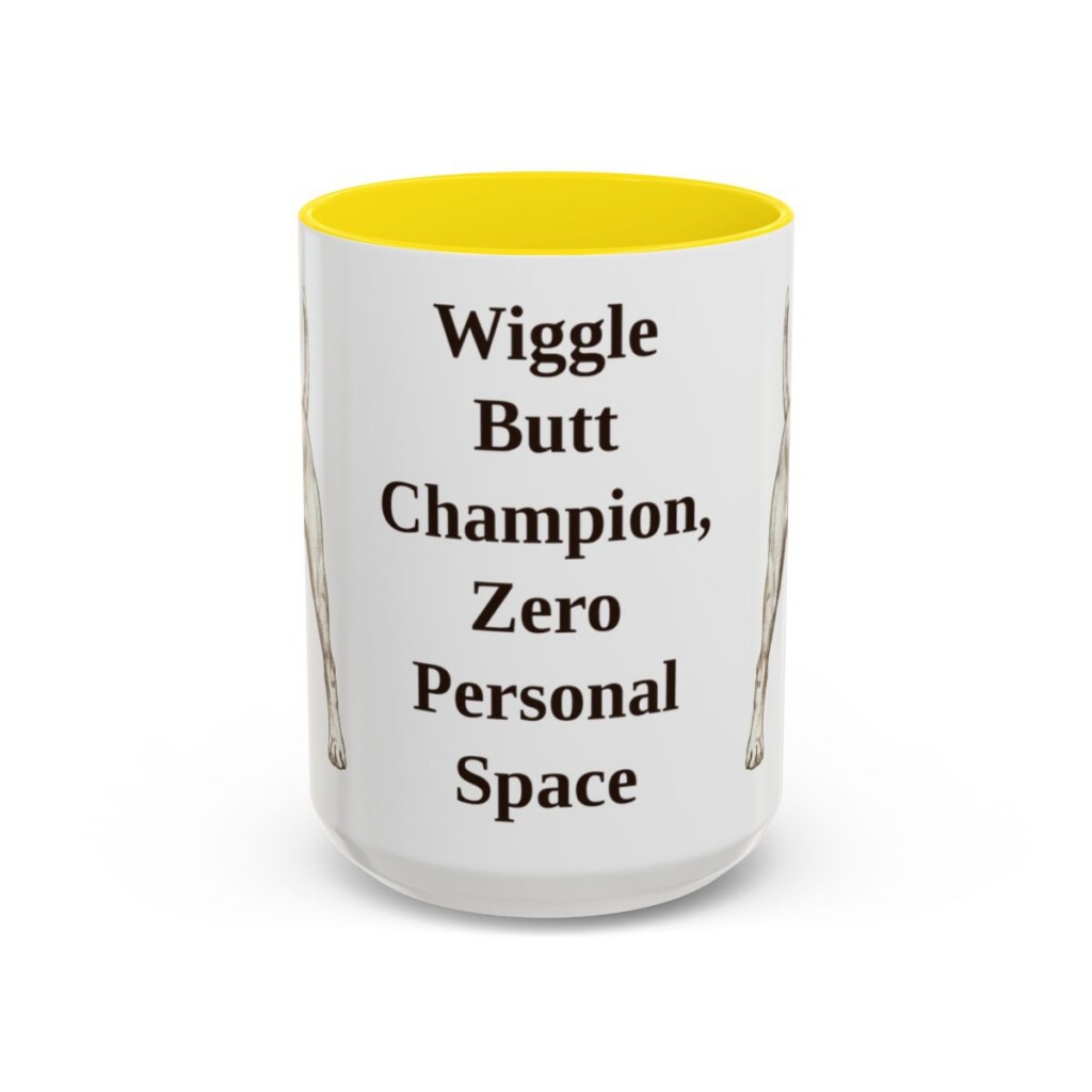 15oz Funny Boxer Mug, Yellow, front view