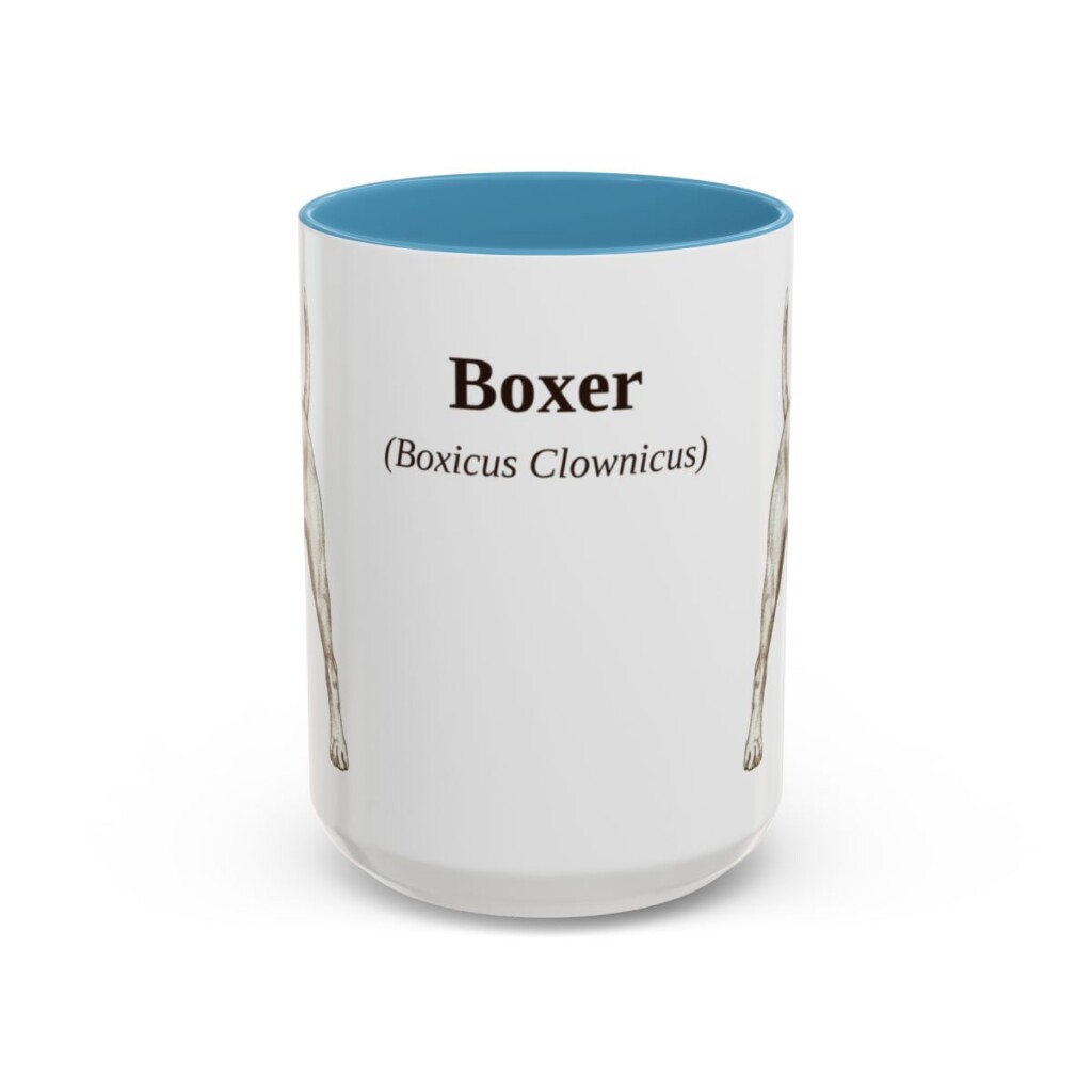15oz Boxer Latin Mug, Light Blue, front view