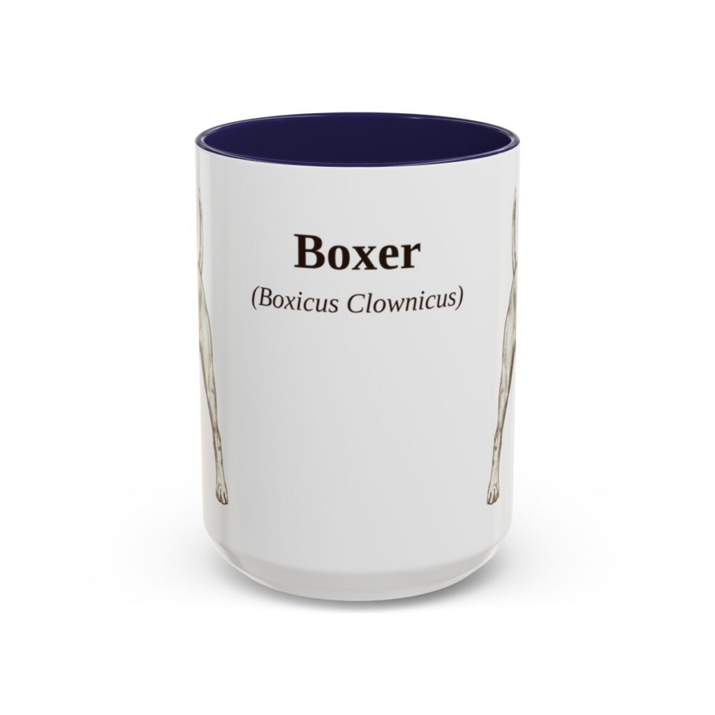 15oz Boxer Latin Mug, Navy, front view