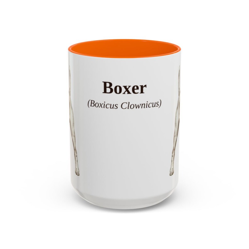 15oz Boxer Latin Mug, Orange, front view
