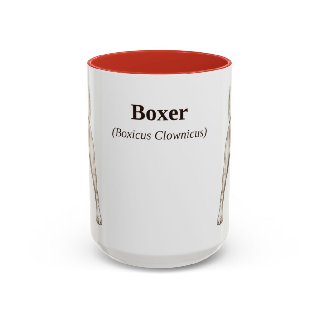 15oz Boxer Latin Mug, Red, front view