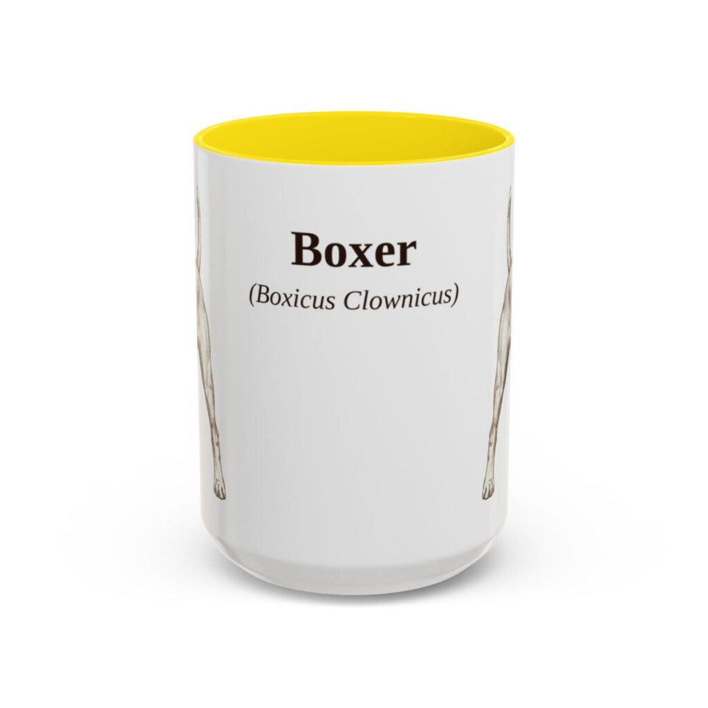 15oz Boxer Latin Mug, Yellow, front view