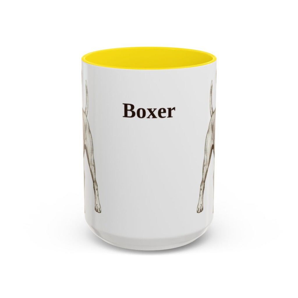 15oz Boxer Mug, Yellow, front view