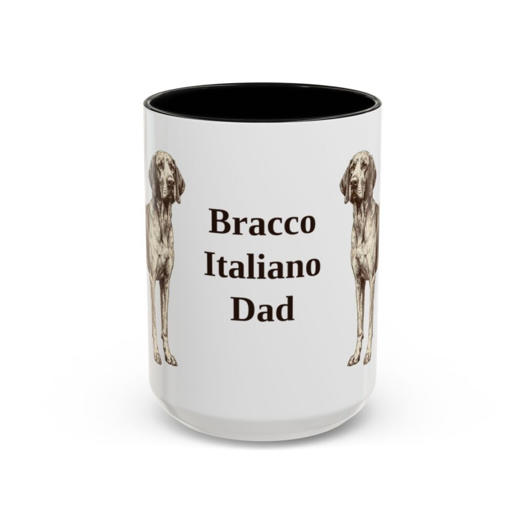 15oz Bracco Italiano Dog Dad Mug, Black, front view