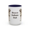 15oz Bracco Italiano Dog Dad Mug, Navy, front view
