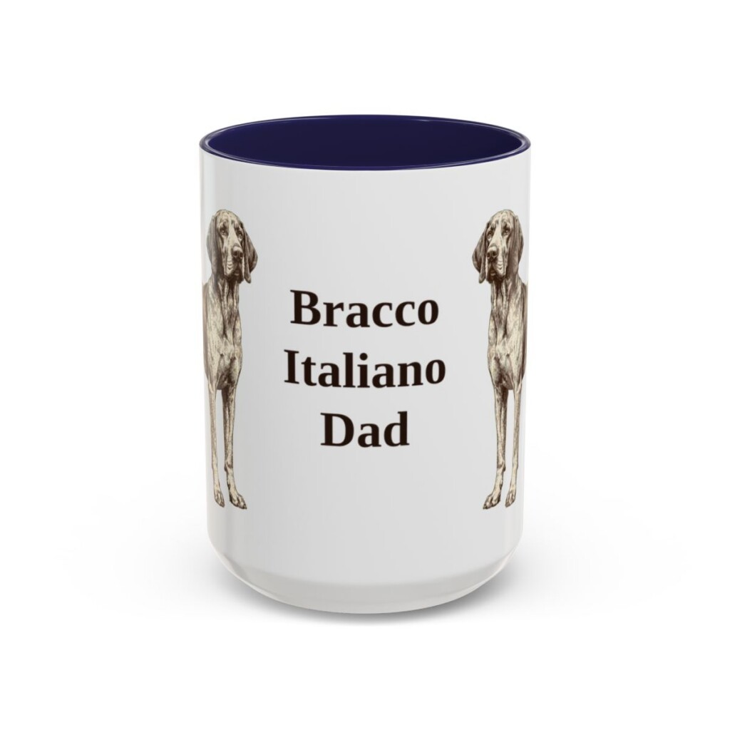 15oz Bracco Italiano Dog Dad Mug, Navy, front view