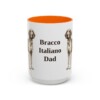 15oz Bracco Italiano Dog Dad Mug, Orange, front view