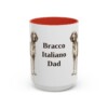 15oz Bracco Italiano Dog Dad Mug, Red, front view