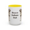 15oz Bracco Italiano Dog Dad Mug, Yellow, front view