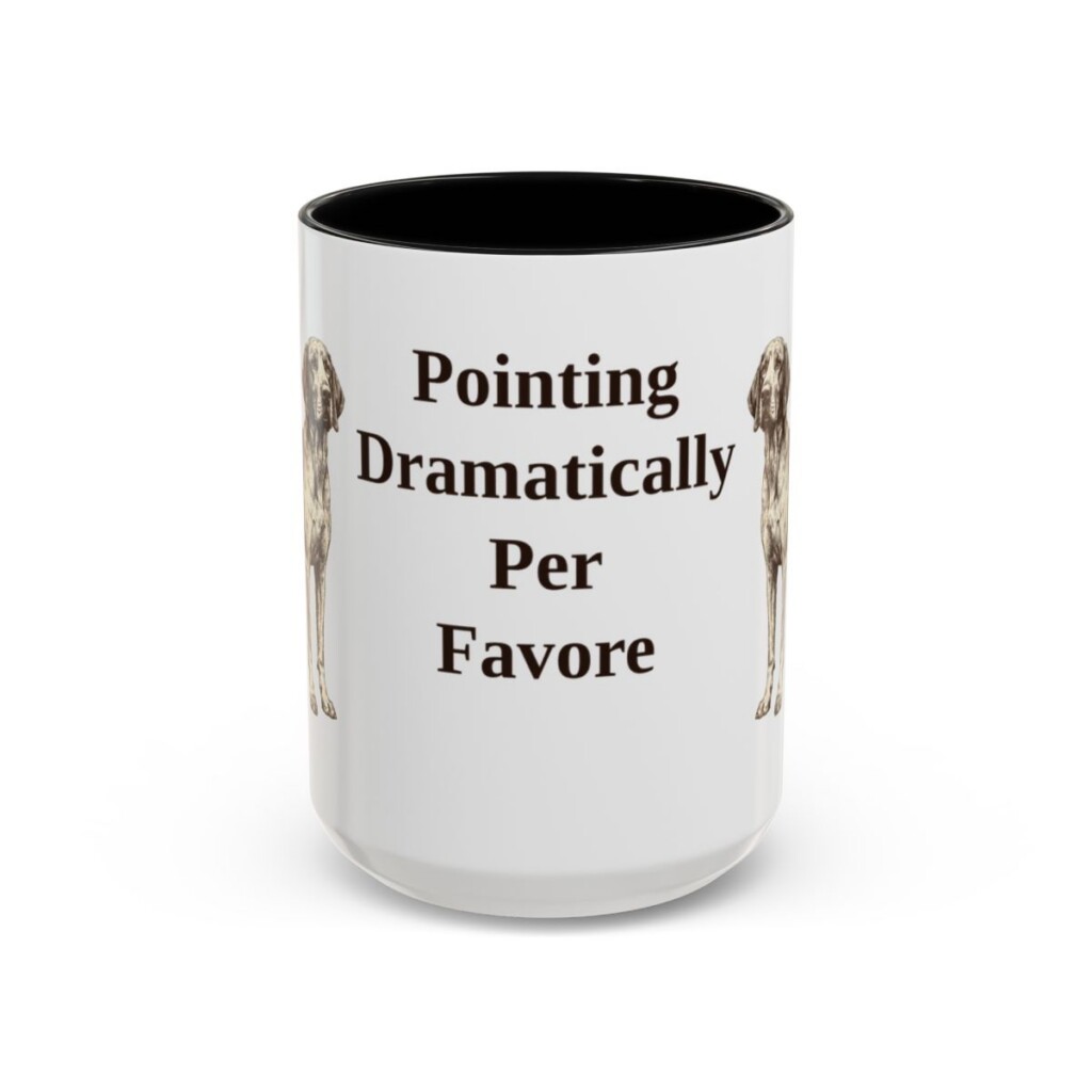 15oz Funny Bracco Italiano Mug, Black, front view