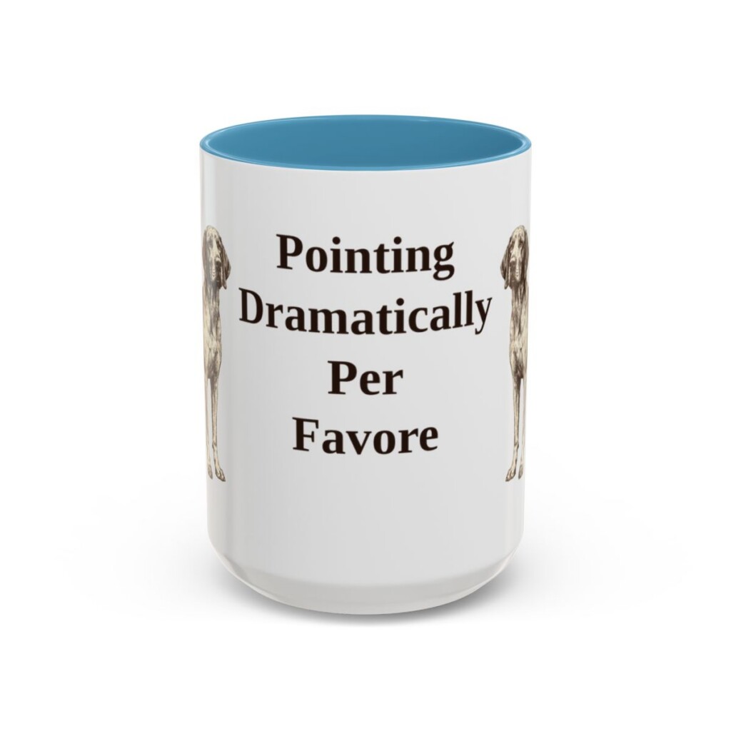15oz Funny Bracco Italiano Mug, Light Blue, front view