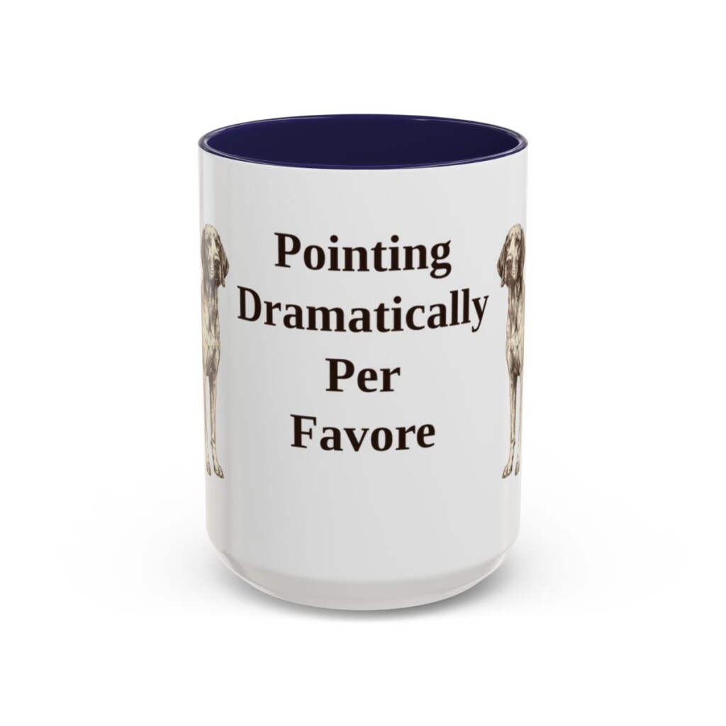 15oz Funny Bracco Italiano Mug, Navy, front view