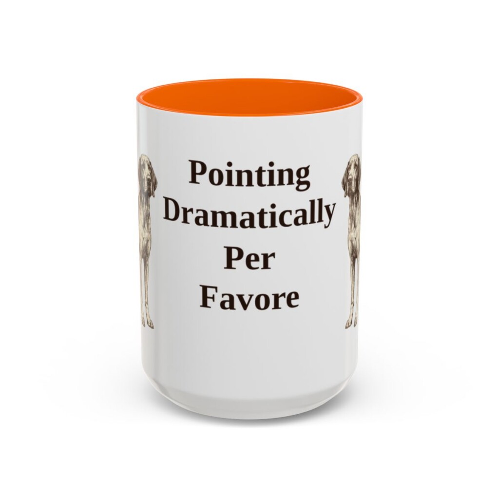 15oz Funny Bracco Italiano Mug, Orange, front view