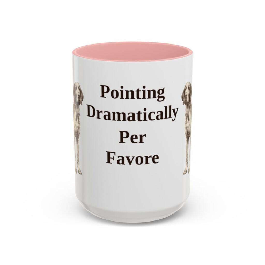 15oz Funny Bracco Italiano Mug, Pink, front view