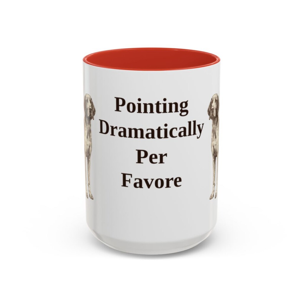 15oz Funny Bracco Italiano Mug, Red, front view
