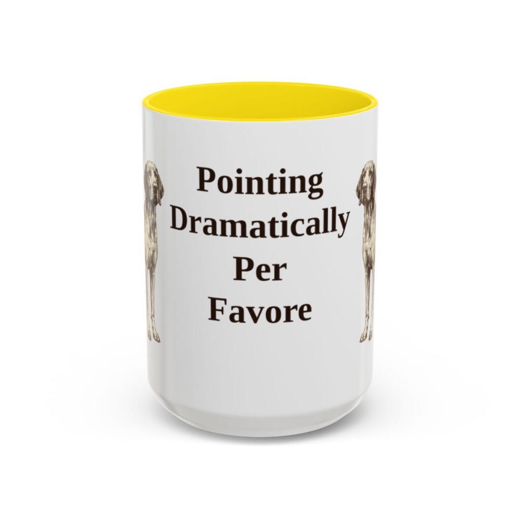 15oz Funny Bracco Italiano Mug, Yellow, front view