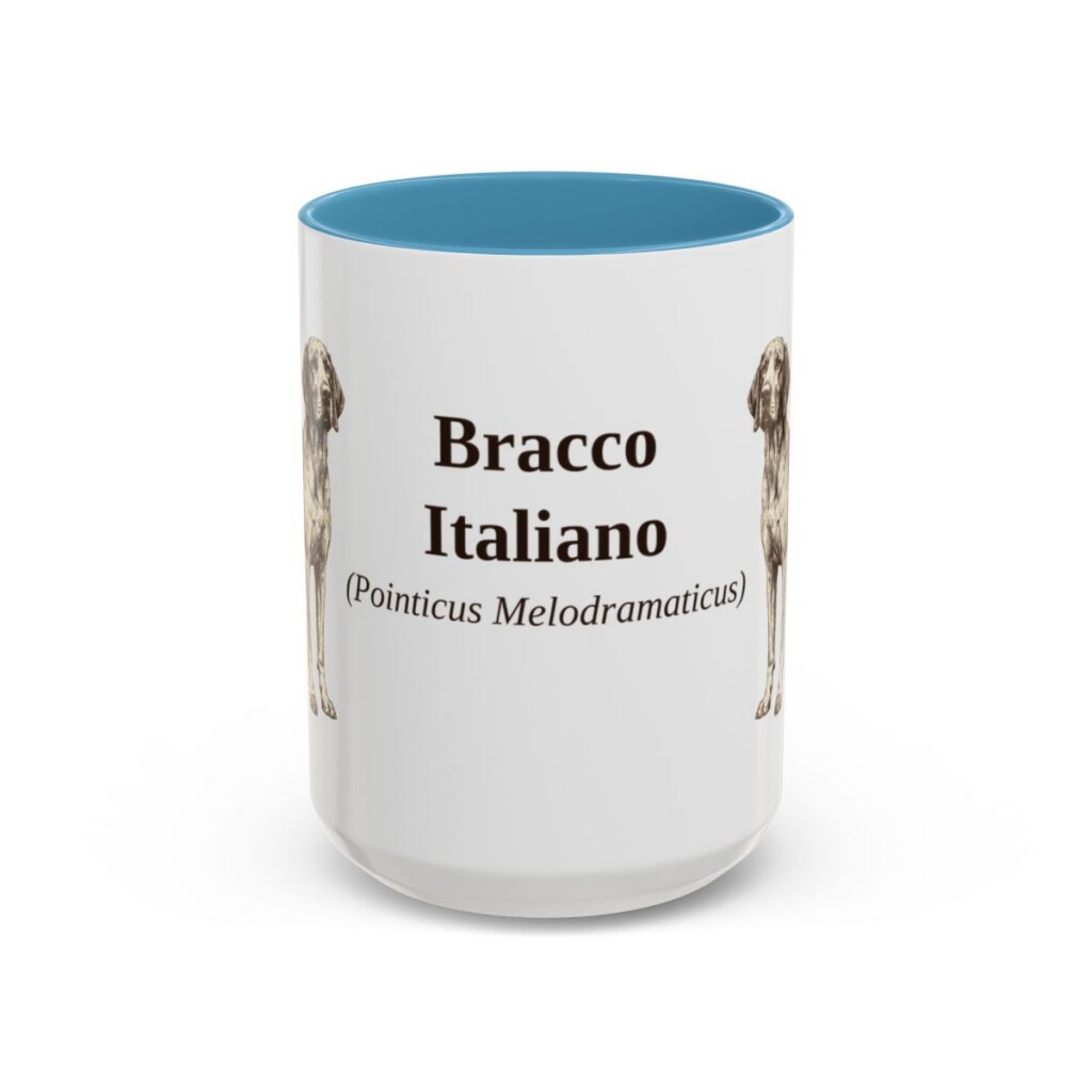 15oz-bracco-italiano-mug-latin-light-blue 15oz Bracco Italiano Latin Mug, Light Blue, front view