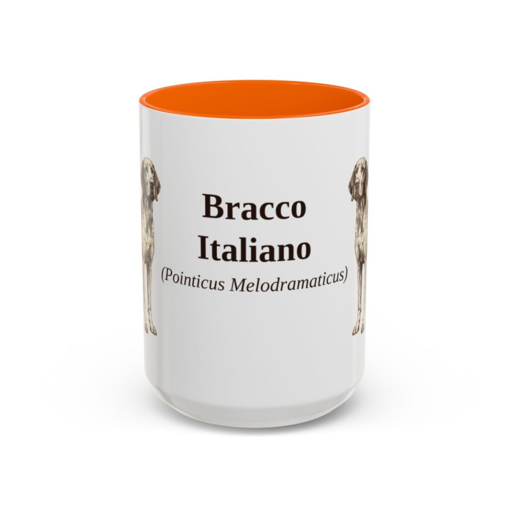 15oz-bracco-italiano-mug-latin-orange 15oz Bracco Italiano Latin Mug, Orange, front view