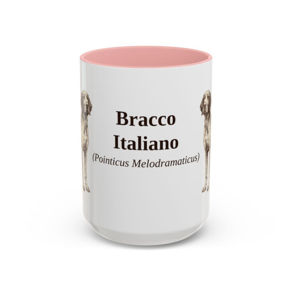 15oz-bracco-italiano-mug-latin-pink 15oz Bracco Italiano Latin Mug, Pink, front view