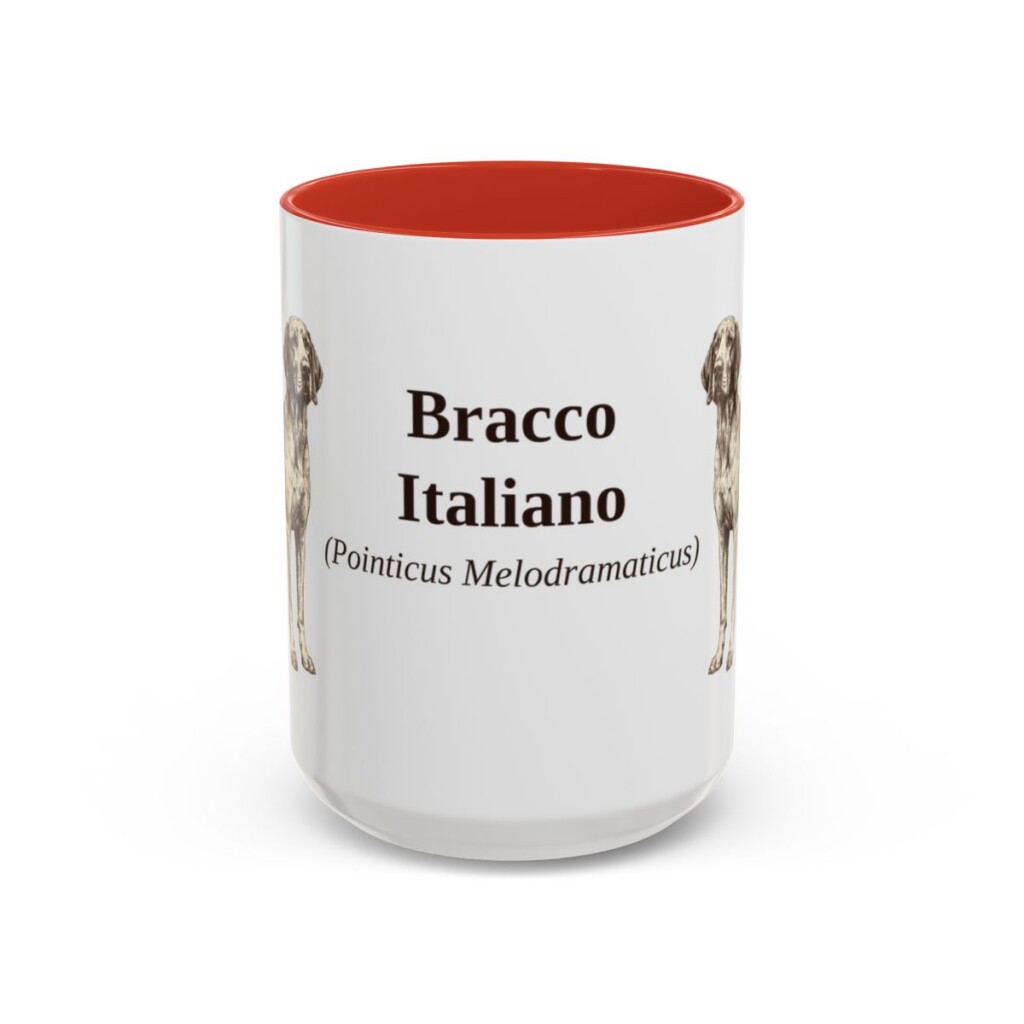 15oz-bracco-italiano-mug-latin-red 15oz Bracco Italiano Latin Mug, Red, front view
