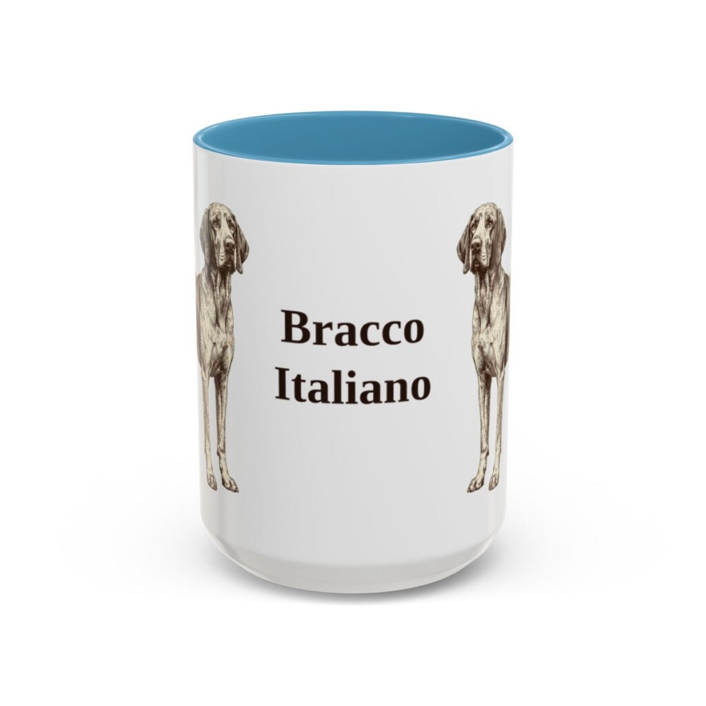 15oz-bracco-italiano-mug-light-blue 15oz Bracco Italiano Mug, Light Blue, front view