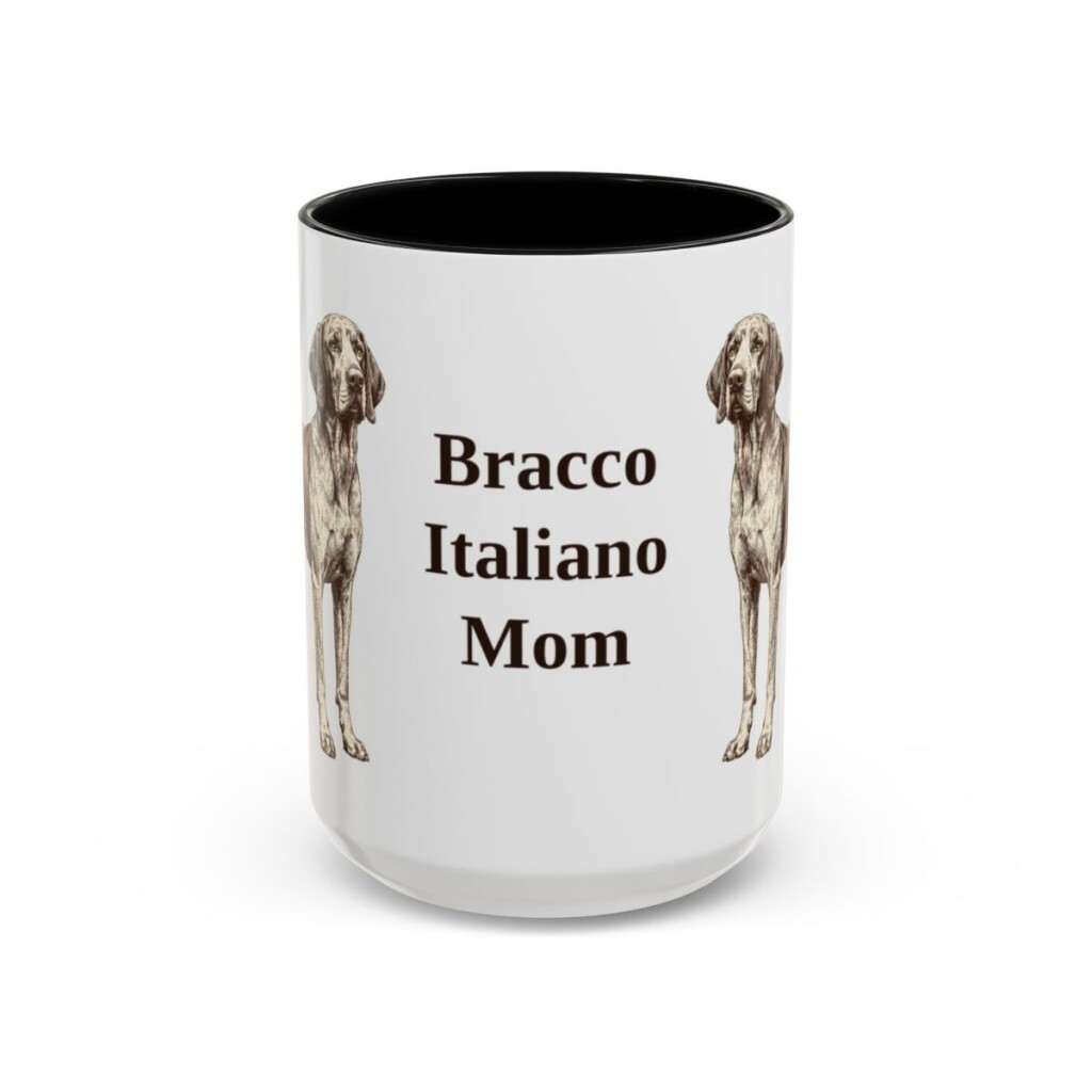 15oz-bracco-italiano-mug-mom-black-front 15oz Bracco Italiano Dog Mom Mug, Black, front view