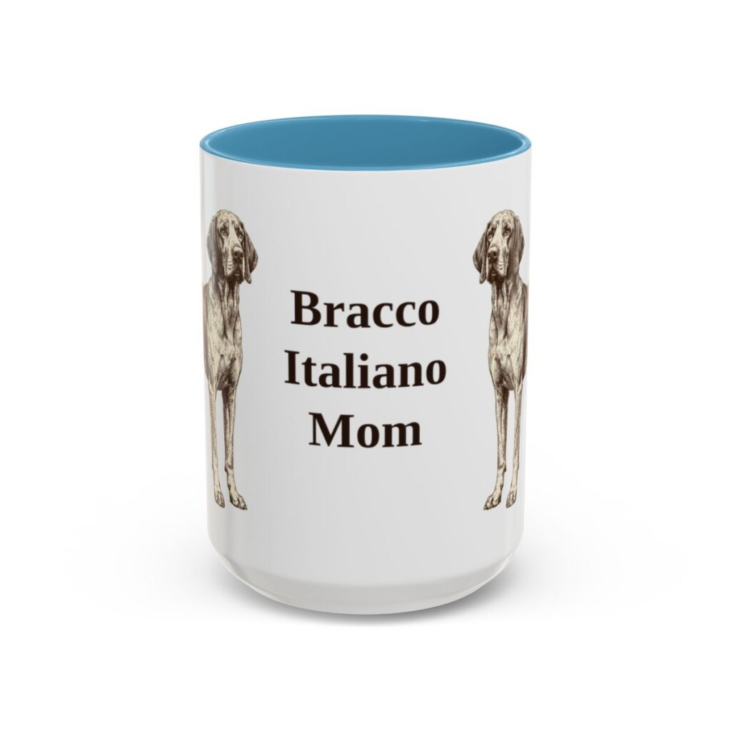 15oz-bracco-italiano-mug-mom-light-blue 15oz Bracco Italiano Dog Mom Mug, Light Blue, front view