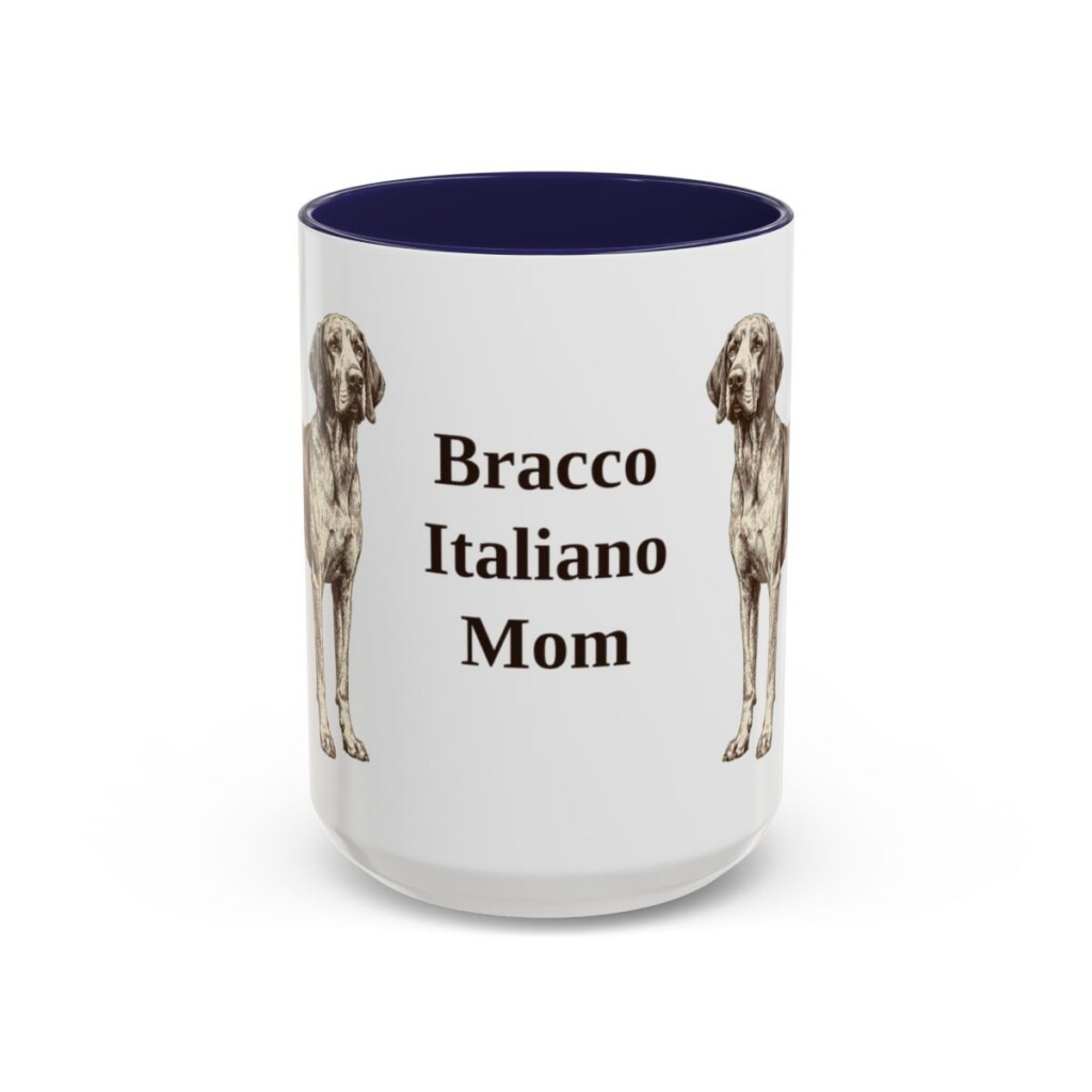 15oz-bracco-italiano-mug-mom-navy 15oz Bracco Italiano Dog Mom Mug, Navy, front view