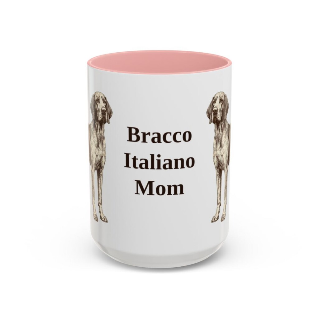 15oz-bracco-italiano-mug-mom-pink 15oz Bracco Italiano Dog Mom Mug, Pink, front view