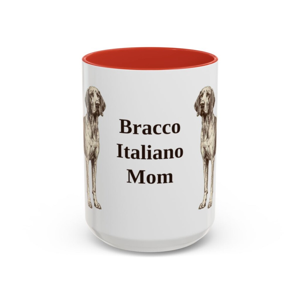 15oz-bracco-italiano-mug-mom-red 15oz Bracco Italiano Dog Mom Mug, Red, front view