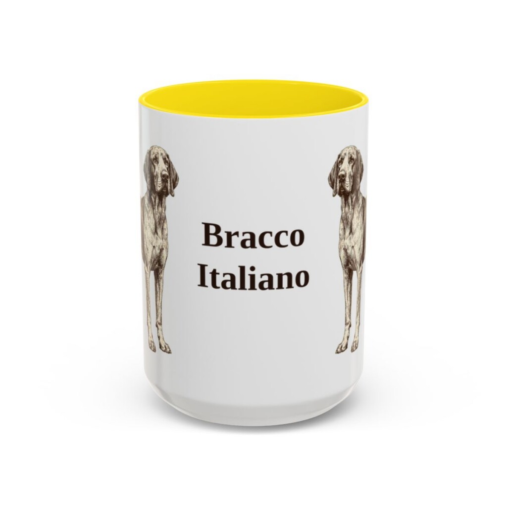 15oz-bracco-italiano-mug-yellow 15oz Bracco Italiano Mug, Yellow, front view