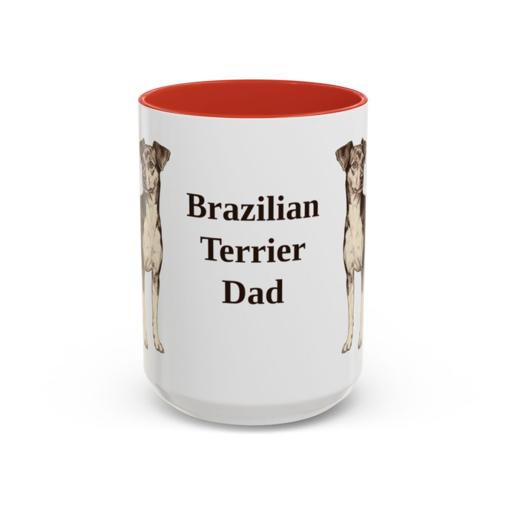 15oz-brazilian-terrier-mug-dad-red 15oz Brazilian Terrier Dog Dad Mug, Red, front view