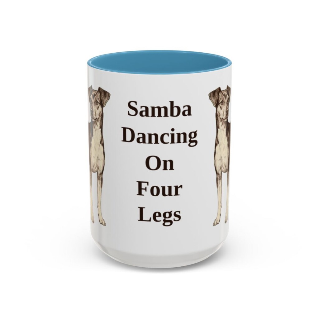 15oz Funny Brazilian Terrier Mug, Light Blue, front view