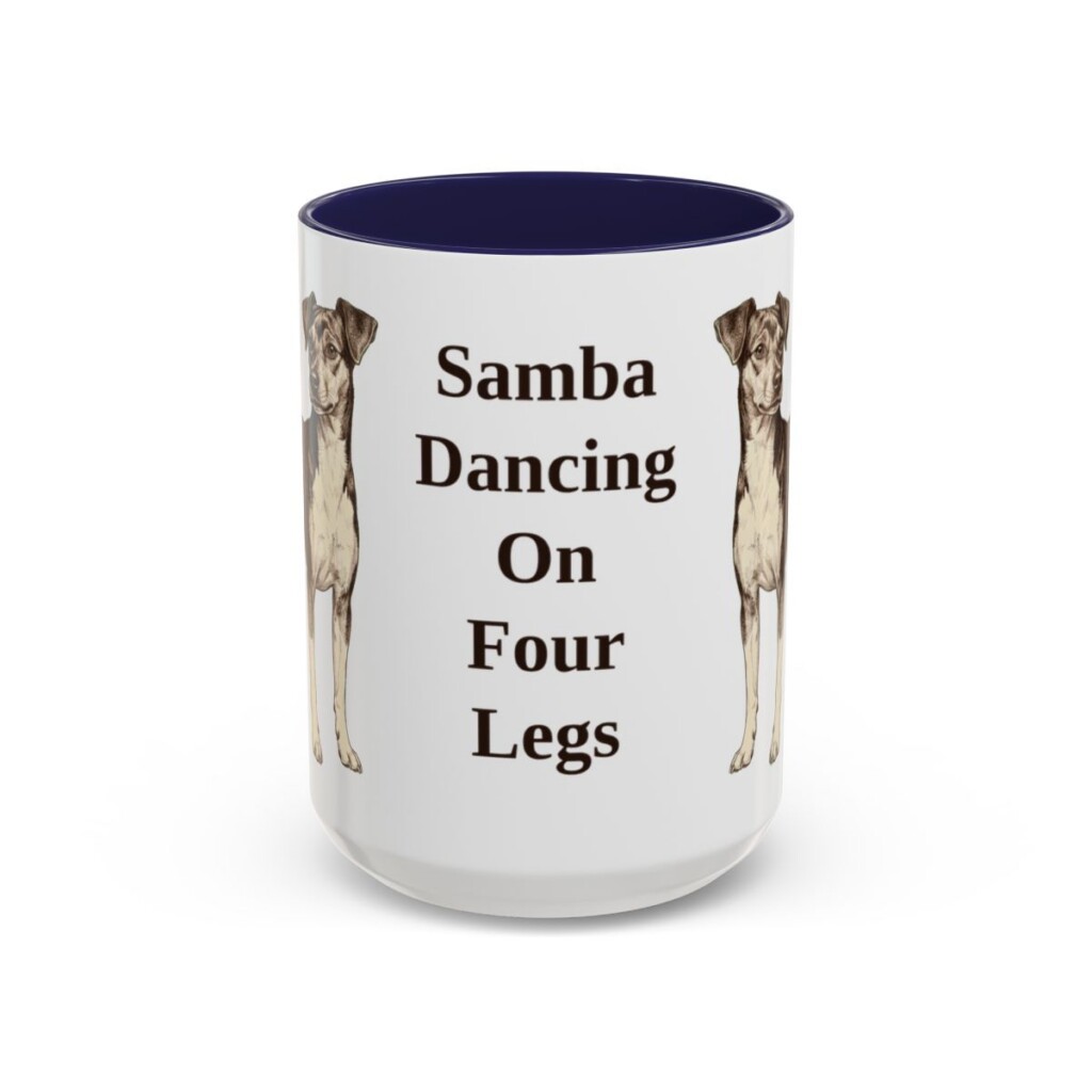 15oz Funny Brazilian Terrier Mug, Navy, front view
