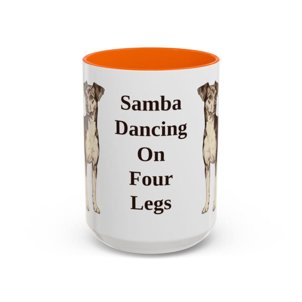 15oz Funny Brazilian Terrier Mug, Orange, front view